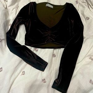 Urban outfitters brown velvet crop top